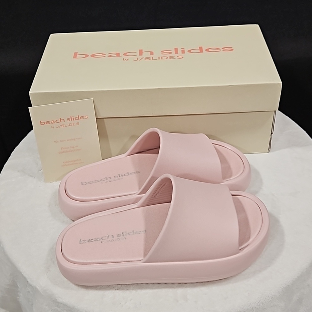 J SLIDES Soft Pink Eva Squish Beach Slides Women's NIB Size 8 - Picture 1 of 9